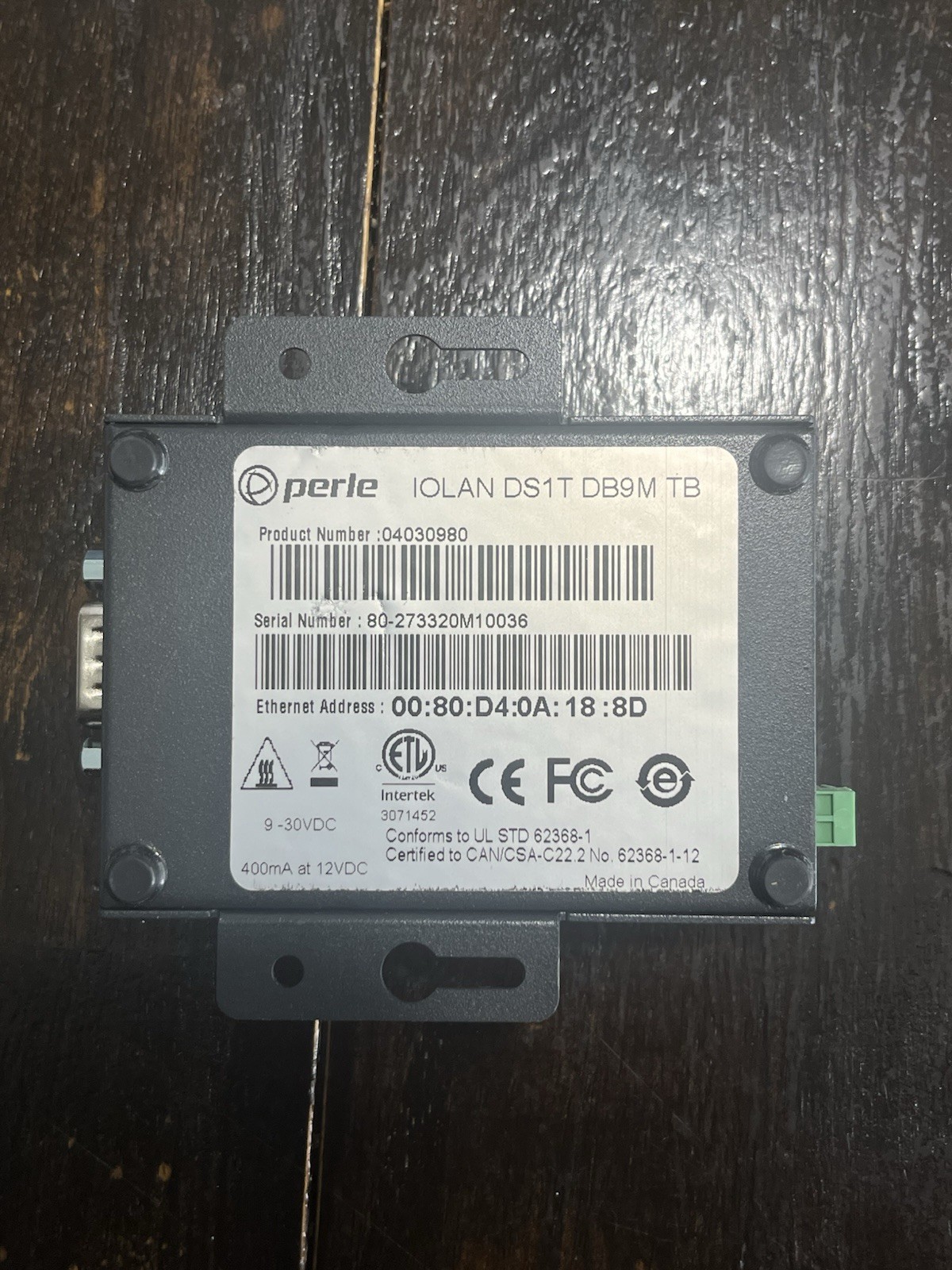 Perle IOLAN DS1T DB9M TB Device Server