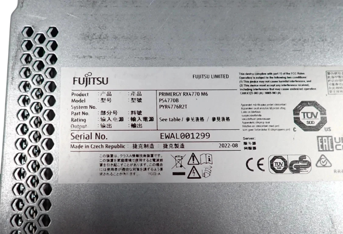 Fujitsu Primergy RX4770 M6 4x 3rd Gen Scalable CPU 48-DIMM 8x SFF Bay CTO Server