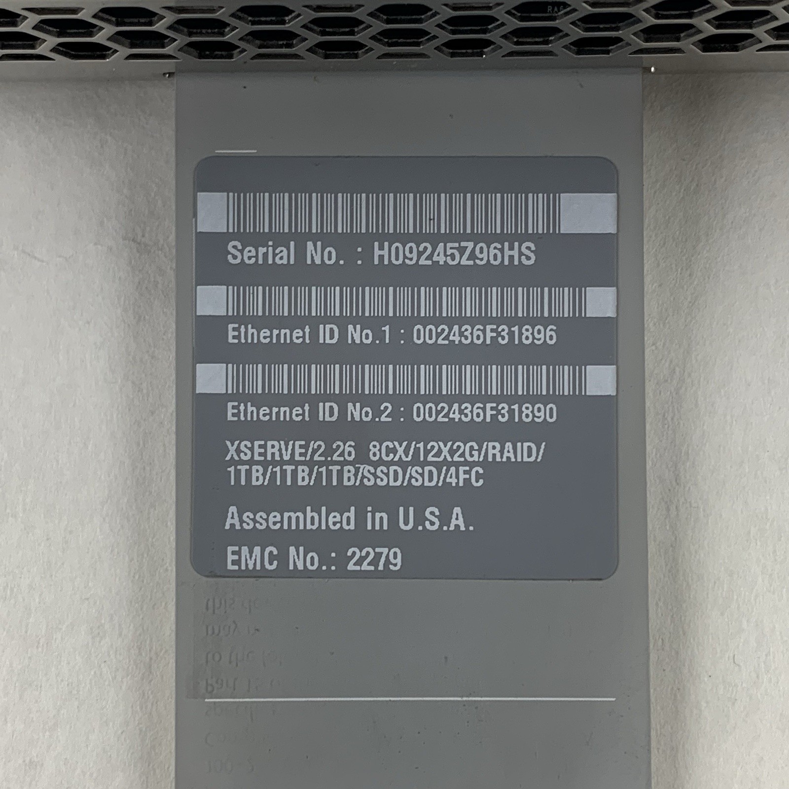 Apple A1279 XServe 2009 Server 2x Xeon E5520 2.26 GHz 24 GB Ram ODD No OS No HDD