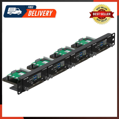 19” 1U Rack Mount for Raspberry Pi with SSD Mounting Brackets Thumbscrews Front