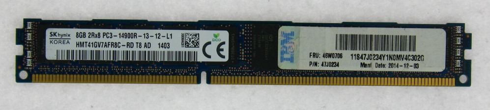 *8GB PC3-14900 ECC DDR3-1866 VLP RDIMM 46W0706-02-UK