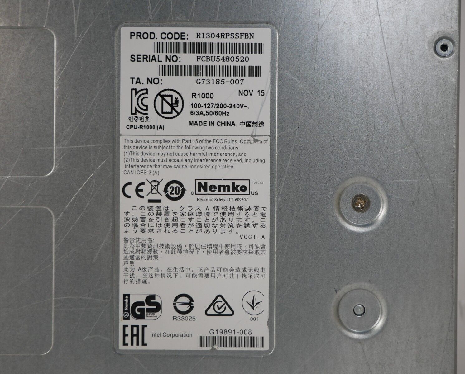 Intel R1000 Intel Xeon E3-1231 v3 @3.40GHz 8GB DDR3 Server *NO HDD* #30
