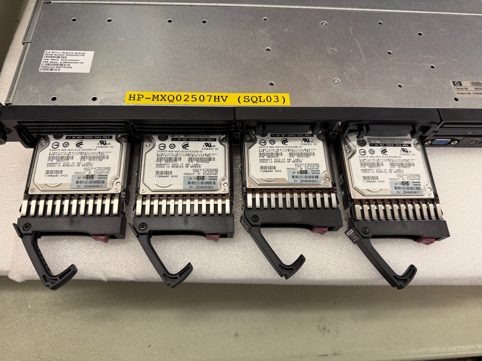 HP ProLiant DL360 G7 2x Xeon X5650 2.66GHz 60GB RAM 4x 72GB HDD w/ Rails