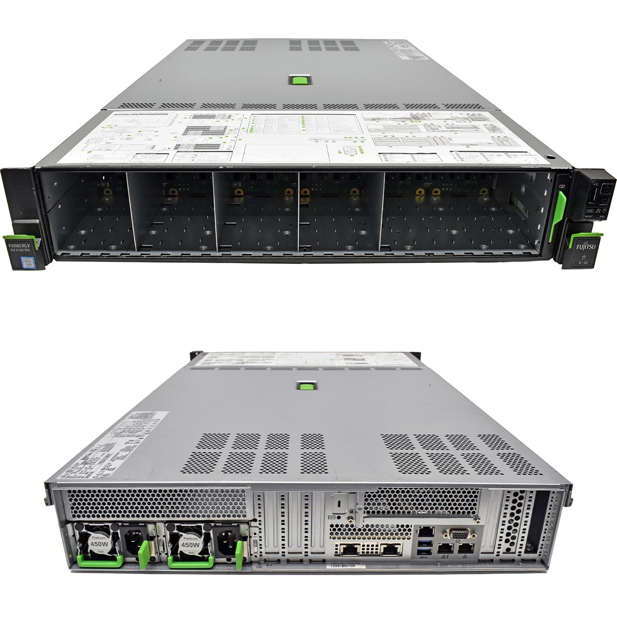 Fujitsu Primergy RX2540 M4 Server no CPU RAM no HDD 2x cooler 24x 2.5 SFF CP420i