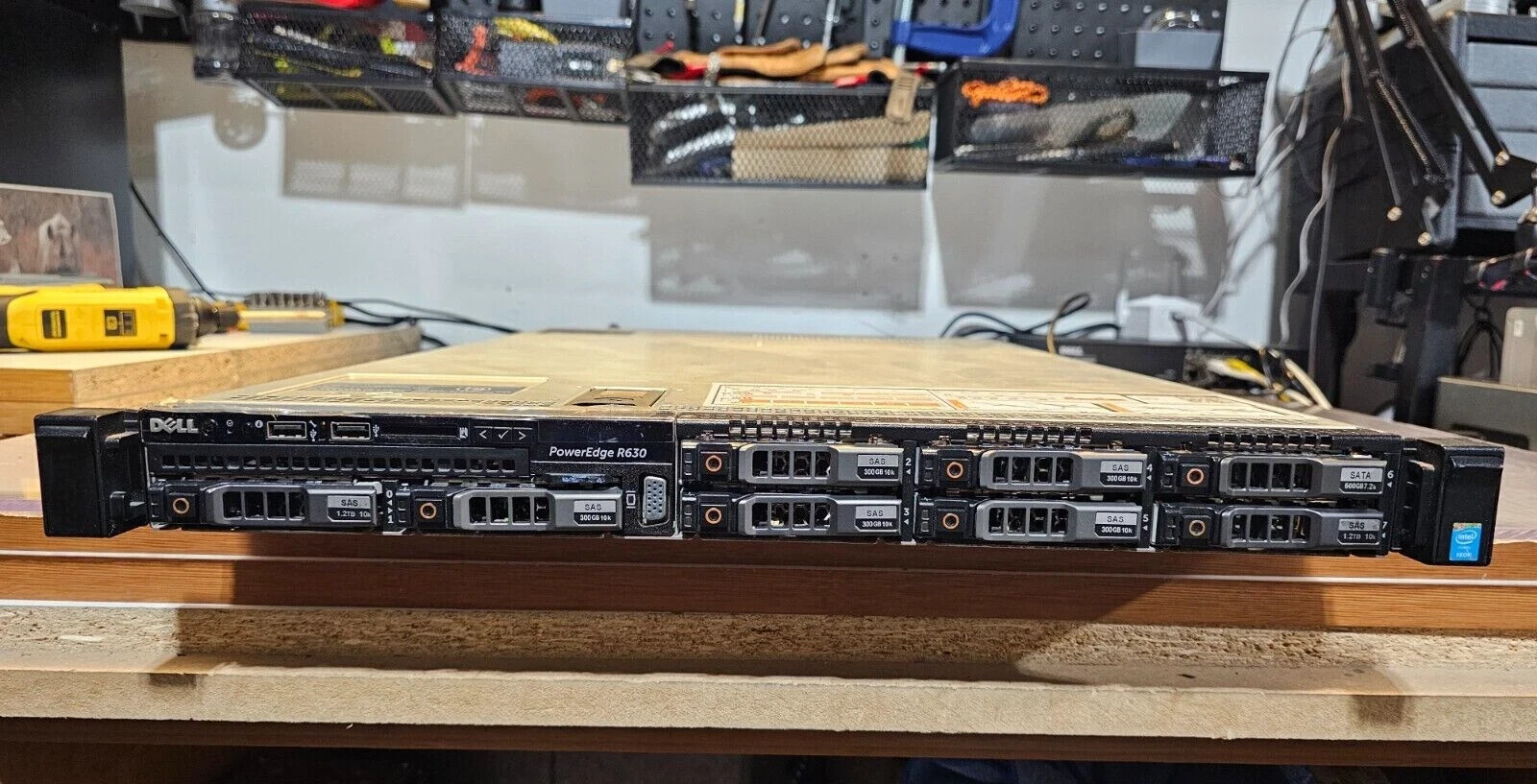Dell PowerEdge R630 w 8 Trays 64Gb 2x14c v4CPUs 1x80Gb SSD 3x1Tb SAS Proxmox