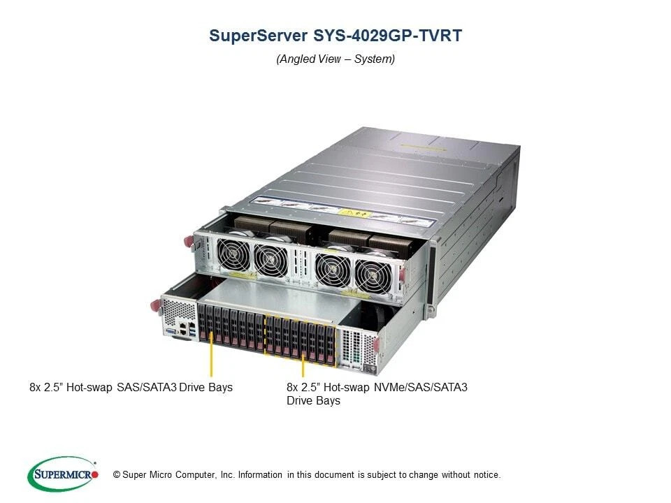 SuperServer 4029GP-TVRT Server With 4x 2200W PSU Support 8x SXM2 2 slots GPU