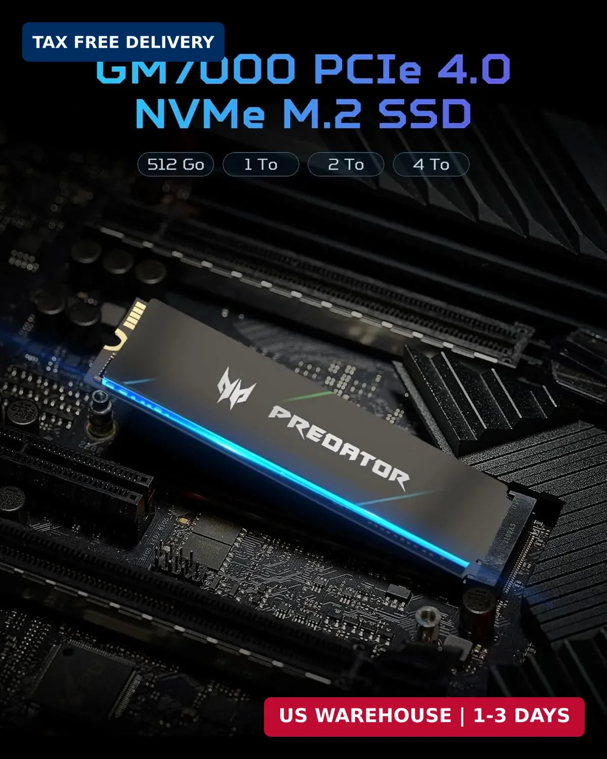 Predator 2TB GM7000 M.2 SSD PCIe Gen4x4 NVMe DRAM Cache PS5 Pro Compatible NEW
