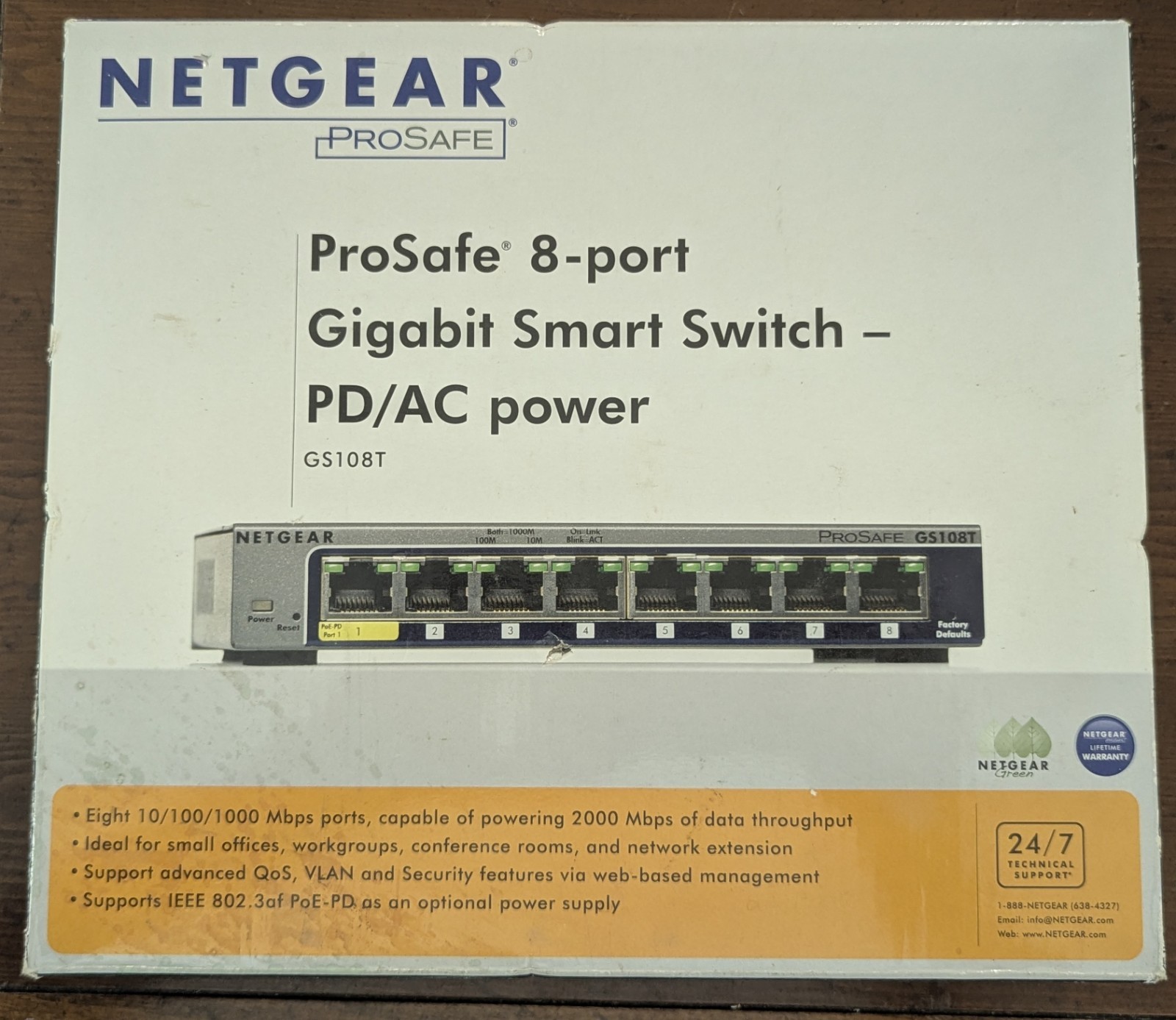 NETGEAR ProSafe GS108T 8-Port Gigabit Smart Managed Switch GS108T-200NAS