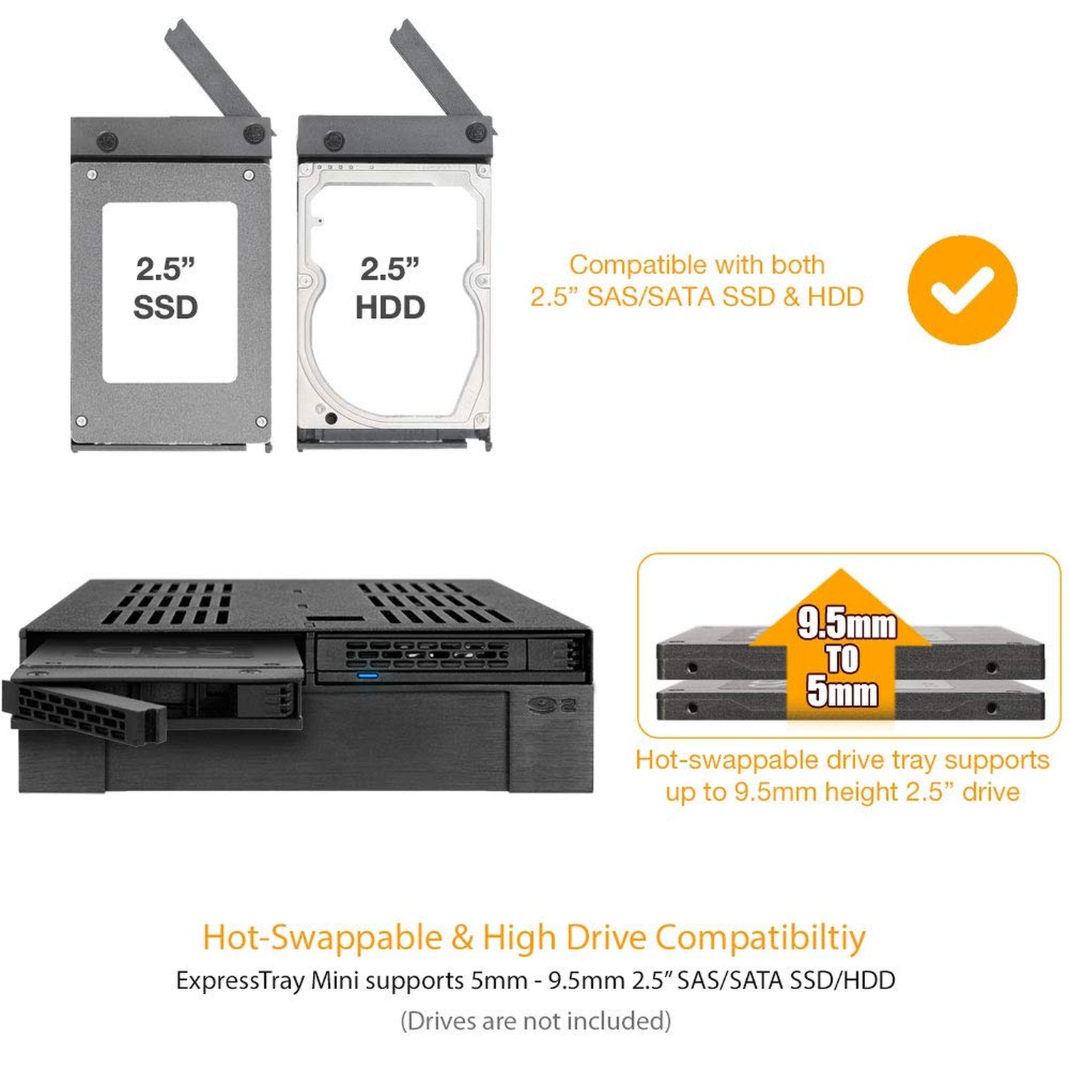ICY DOCK 2 Bay 2.5 SAS/SATA HDD/SSD Mobile Rack + 3.5″ Slot for External 5.25…