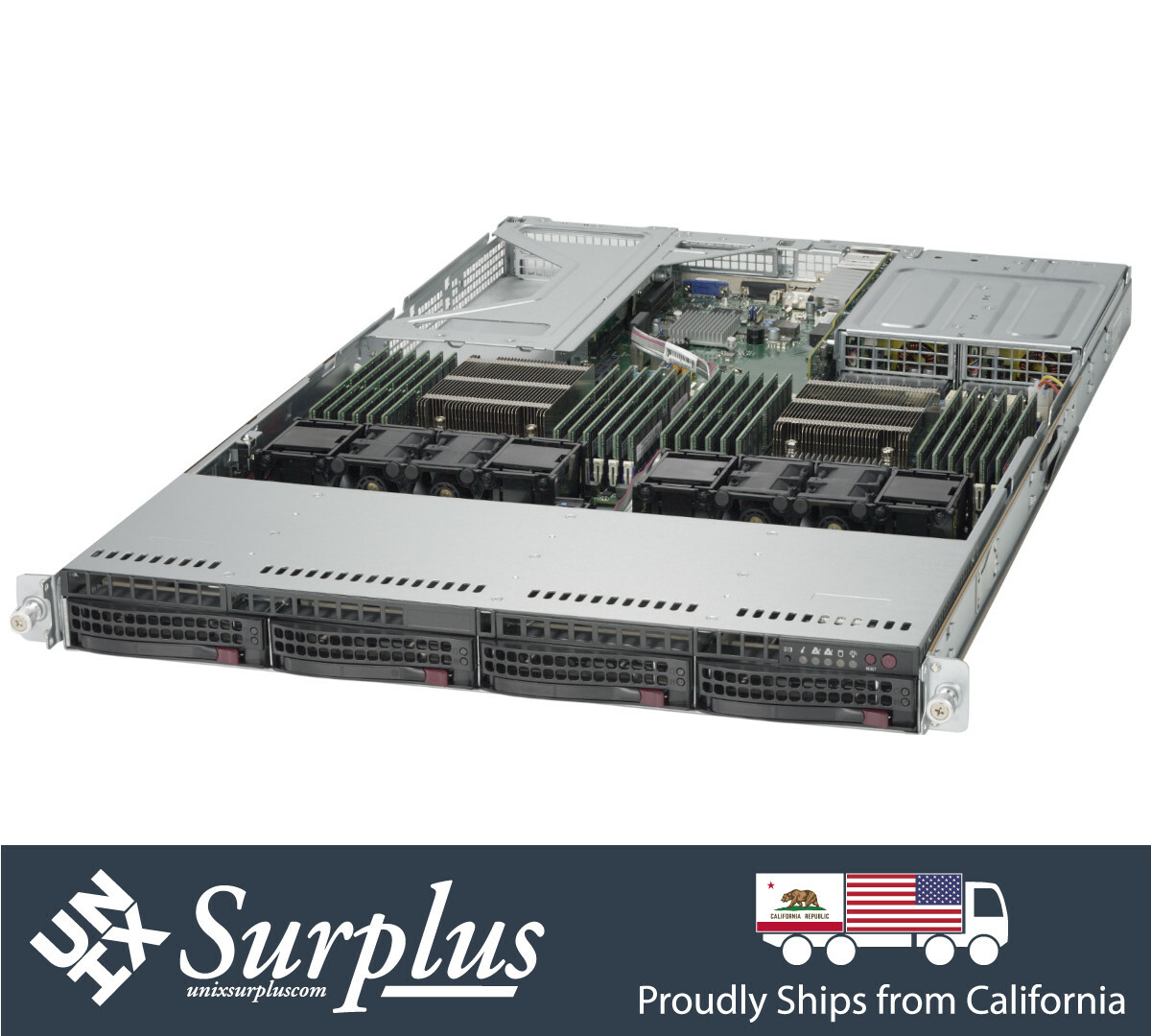 1U Supermicro Server X10DRU-i+ 2x Xeon E5-2683 V3 28 Cores 64GB 2x 10G SFP+ 2PS