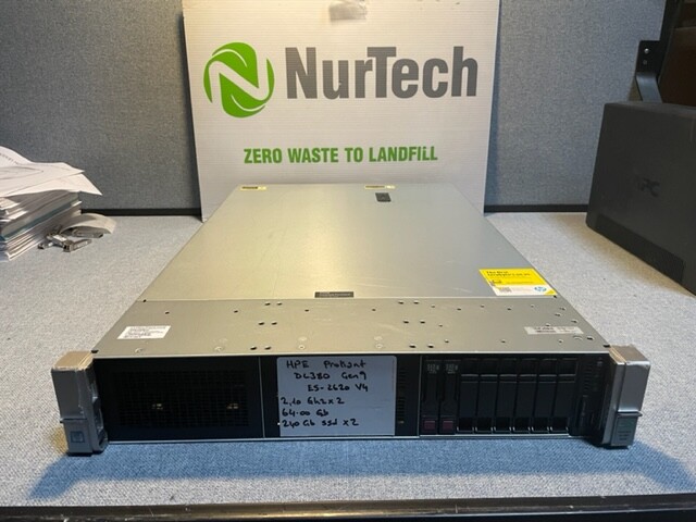 HPE Proliant DL380 G9 2x E5-2620 V4 2.10Ghz 32GB 2X240GB SSD NO OS 2x PSU