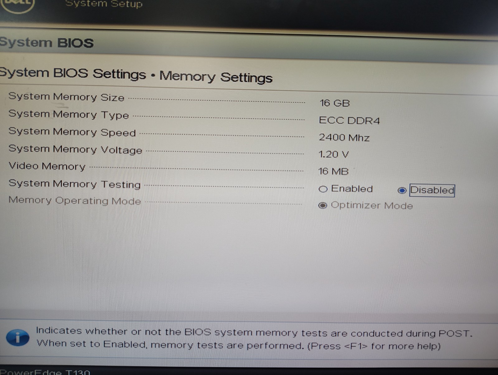 Dell PowerEdge T130 Tower Server 16GB ECC DDR4 2400MHz No HDD No OS Boots BIOS