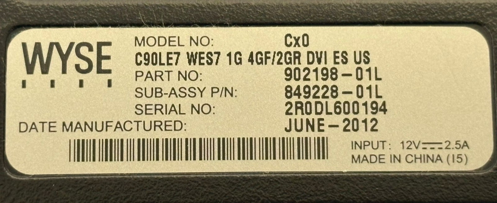 17 x Wyse C90LE7 WES7 1G 4GF/2GR DVI ES US Model Cx0 Part 902198-01L, 849228-01L