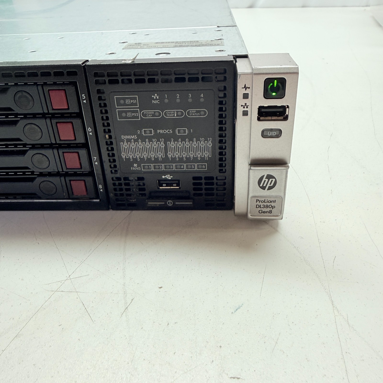 HP ProLiant DL380p Gen8 Server No RAM (8) 300GB HDDs Includes Cable