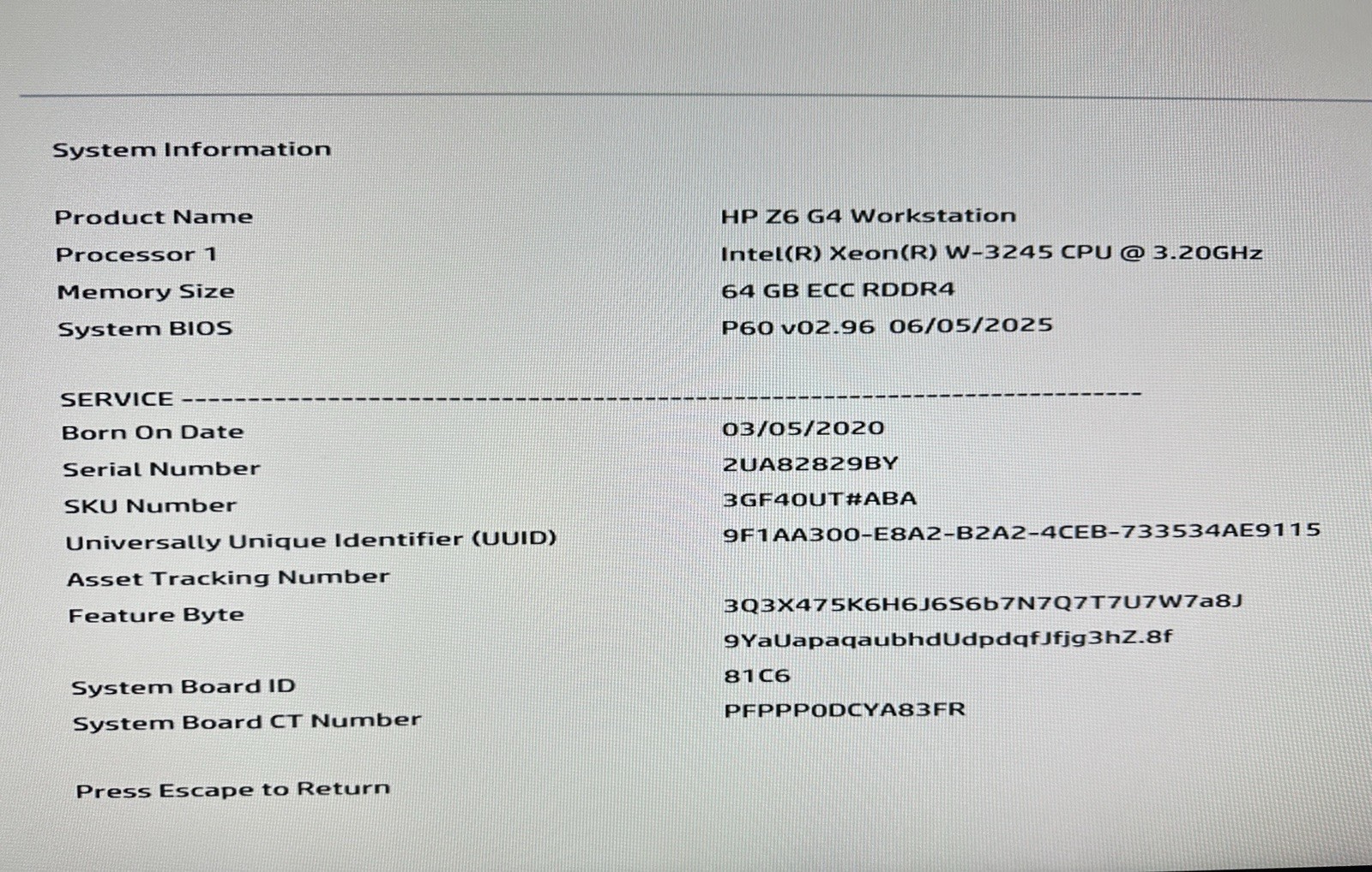 HP Z6 G4 Workstation Xeon W-3245 16c 3.2GHz, 64GB-ECC 1TB NVMe 1TB HD P1000 DVD