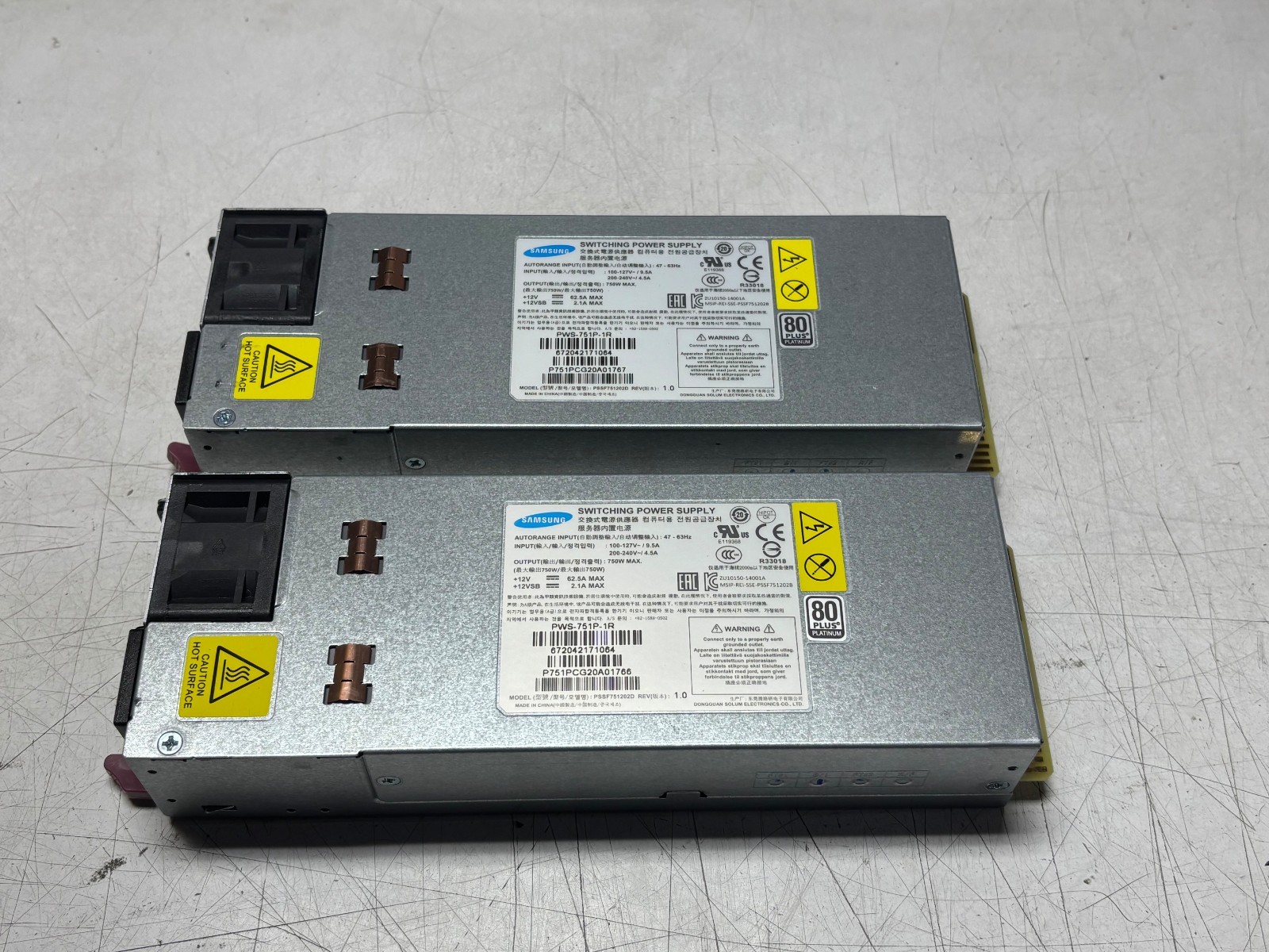 Lot of 2 Supermicro PWS-751P-1R 750W 1U 80 Plus Platinum Power Supply