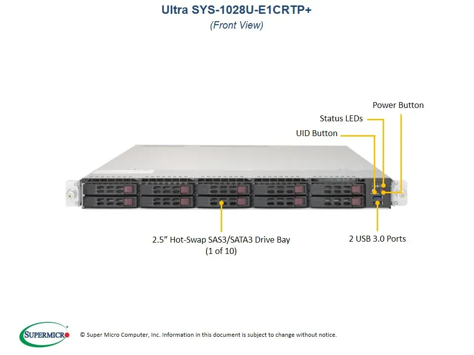 Supermicro SYS-1028U-E1CRTP+ Barebones Server X10DRU-i+ NEW IN STOCK, 5 Year Wty