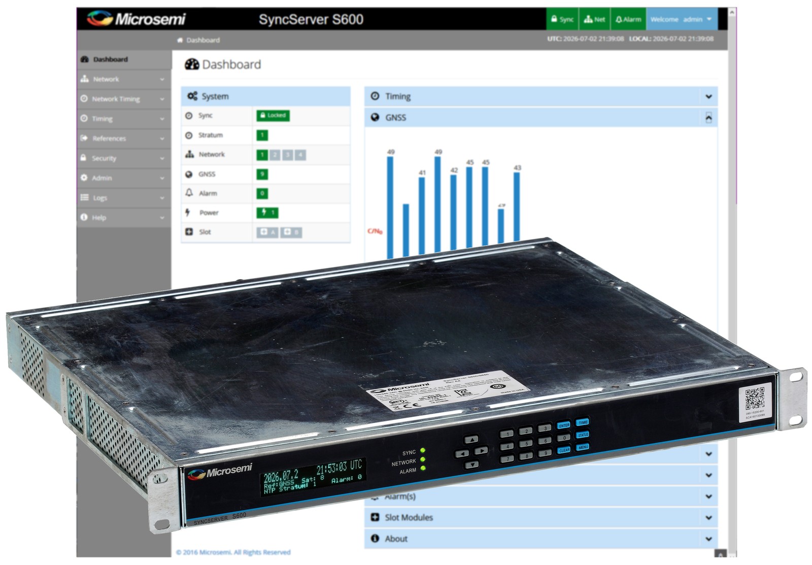 Microsemi S600 TCXO Syncserver GPS NTP Network Time Server Gigabit Symmetricom