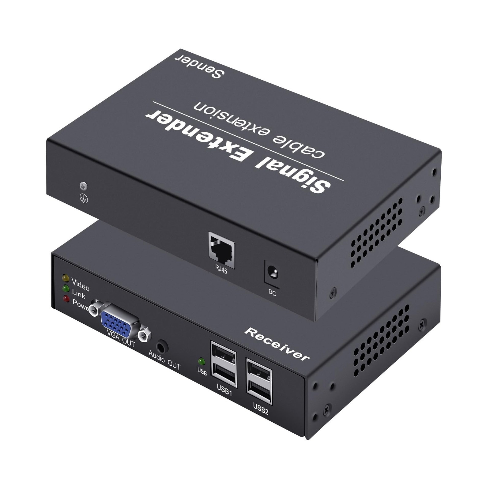 VGA KVM Extender Up to 164ft/50m Over Single Cat5e/6/7 Network KVM, 4 USB Ove…
