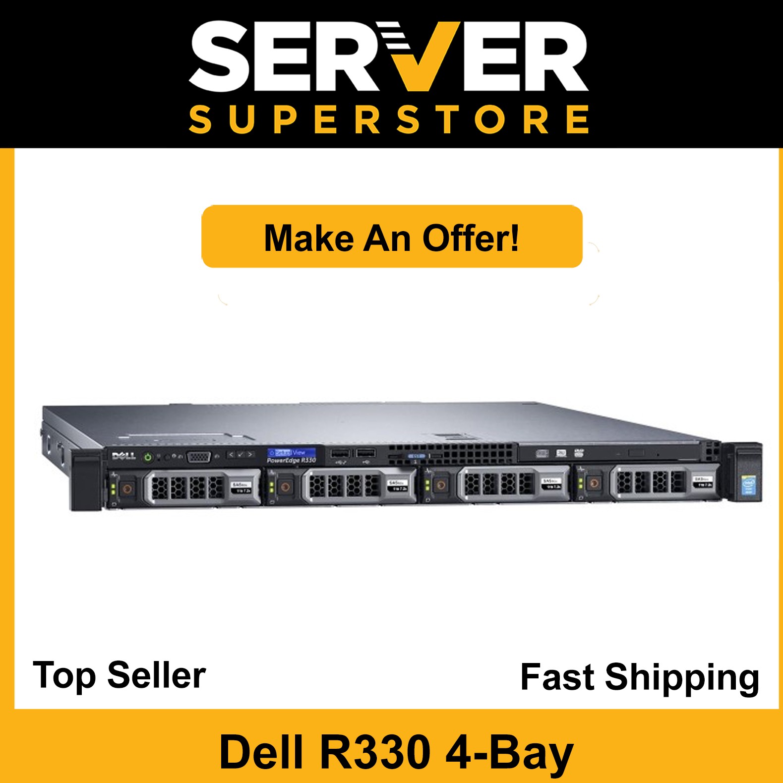 Dell PowerEdge R330 Server 1x E3-1230 V5 – 3.4GHz | H330 | 16GB RAM | 2x trays