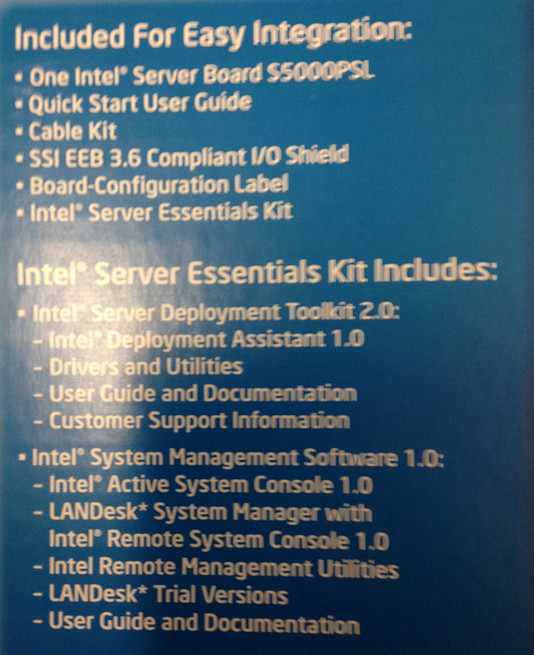 Intel S5000PSL Server Board For Multi-Core Xeon Processors (Brand New In Box)
