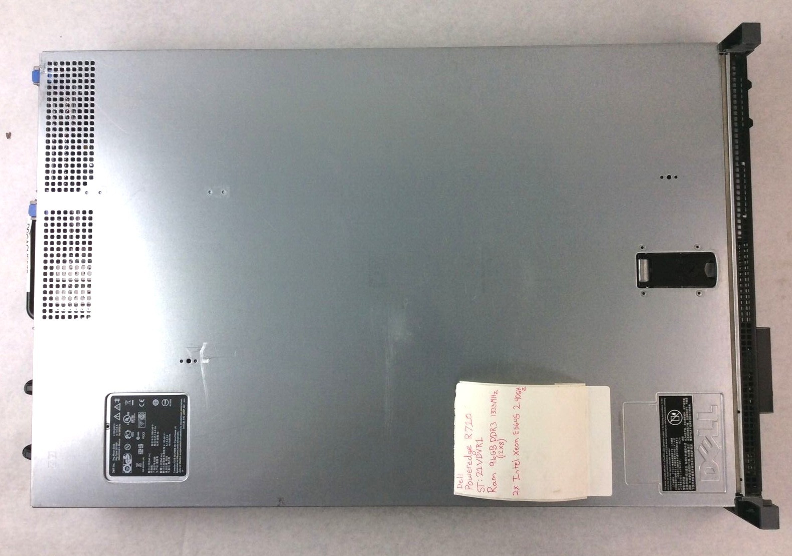 Dell PowerEdge R710 ST: 21VDVR1 Ram 96GB DDR3 1333MHz x2 Intel E5645 2.40GHz