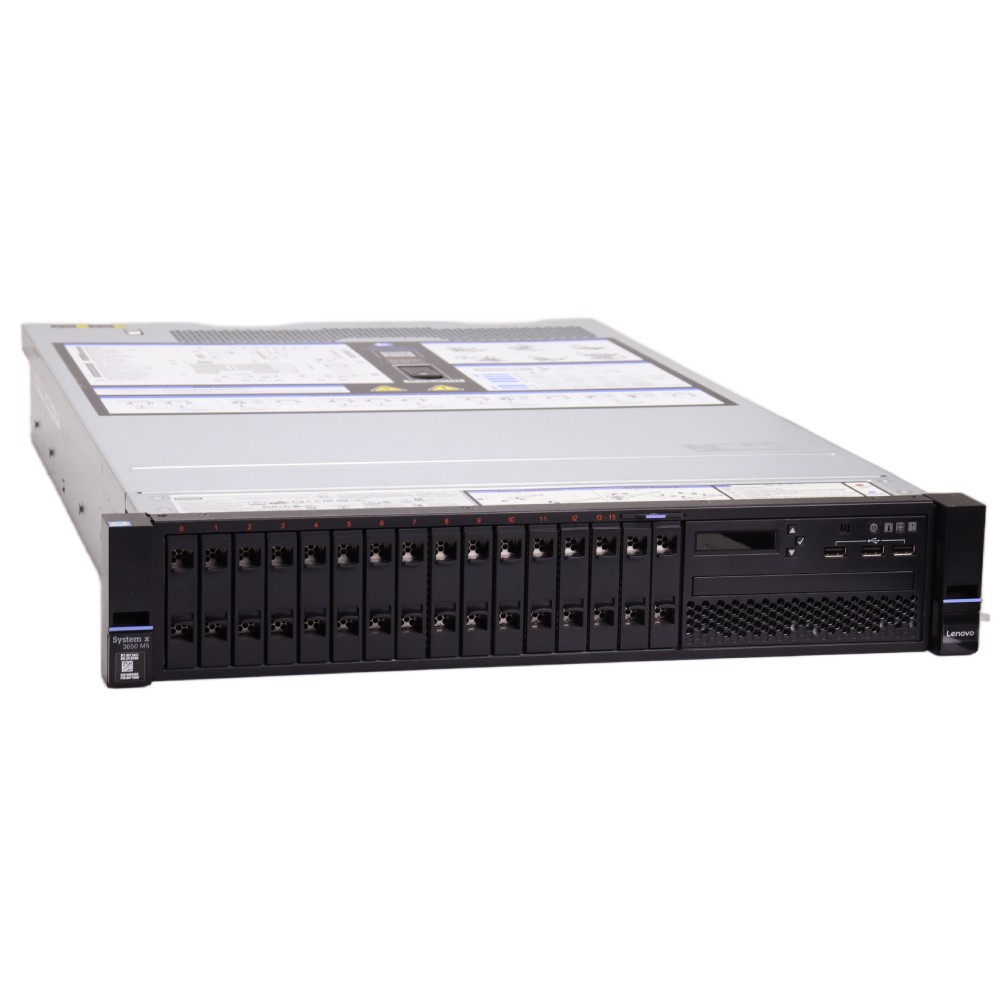 Lenovo x3650 M5 // 2x E5-2667 v4, 16x SFF, M5210, 2x PSU, 19″ Rails