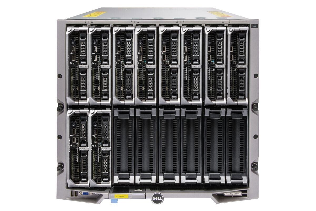 Dell PowerEdge M1000E + 10x M620 Blade Server 2x E5-2620 32GB Ram 2x 146GB HDD