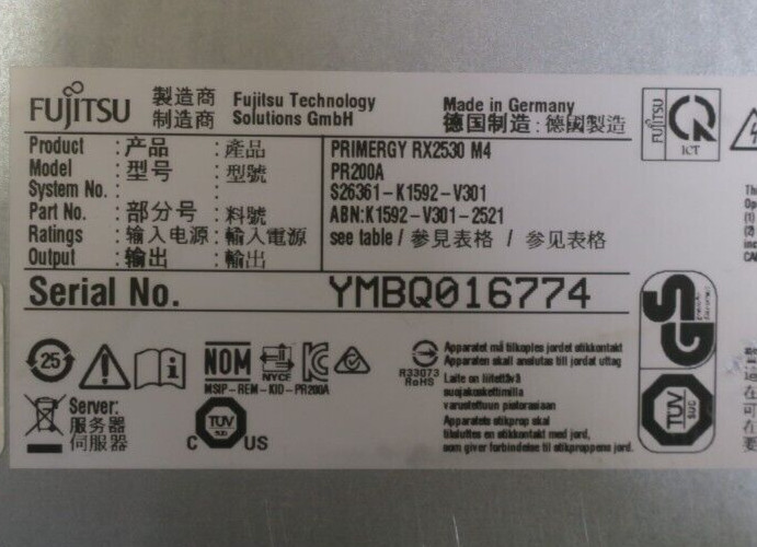 Fujitsu Primergy RX2530 M4 2x 10-Core Gold 5115 288GB RAM 4x 2.5″ Bay 1U Server